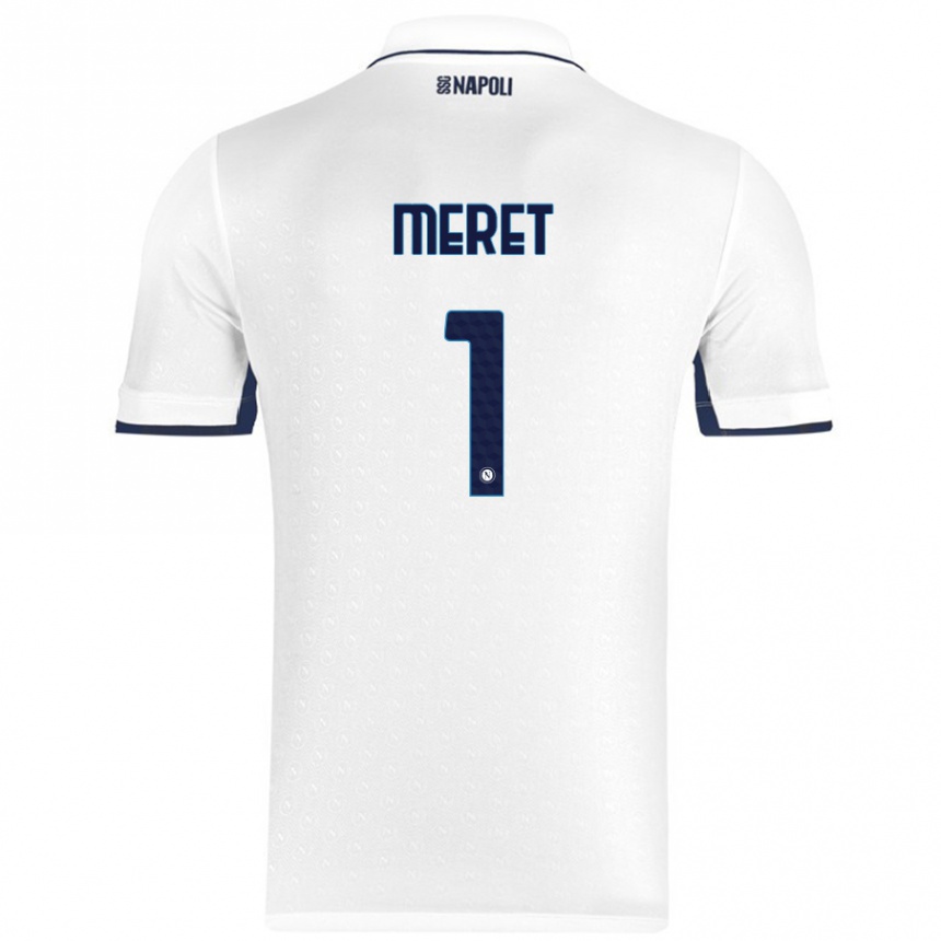 Kids Football Alex Meret #1 White Royal Blue Away Jersey 2024/25 T-Shirt Uk