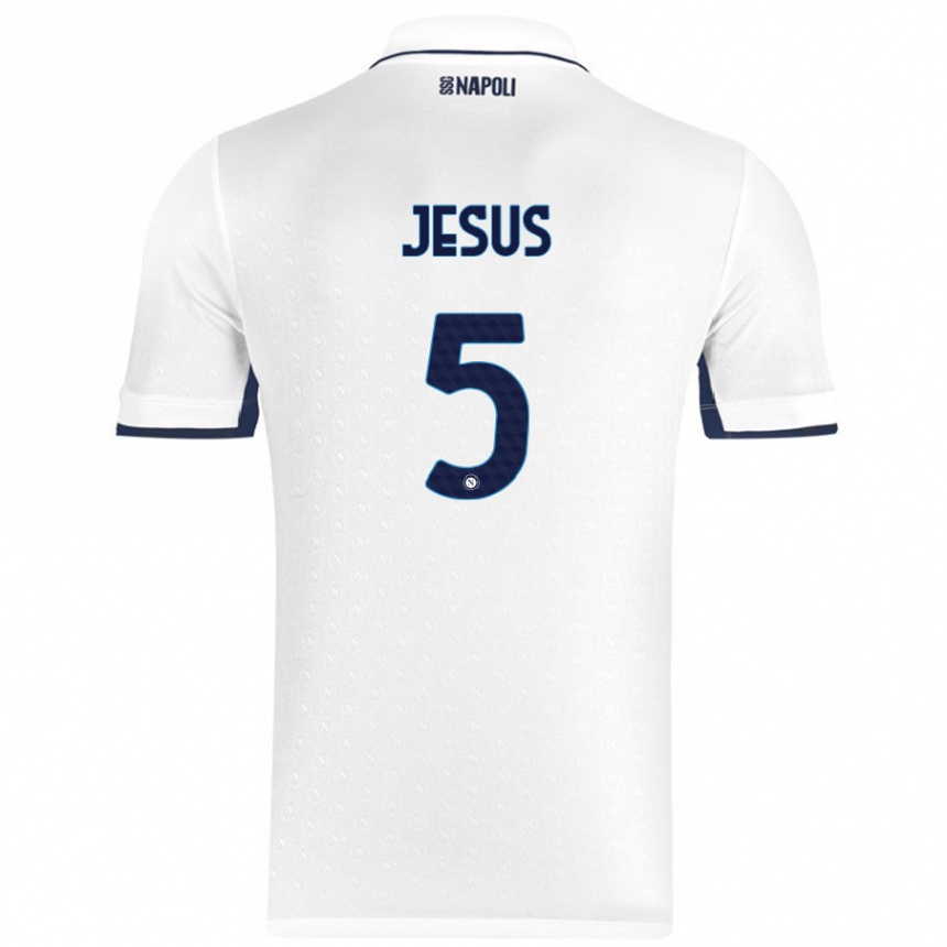 Kids Football Juan Jesus #5 White Royal Blue Away Jersey 2024/25 T-Shirt Uk