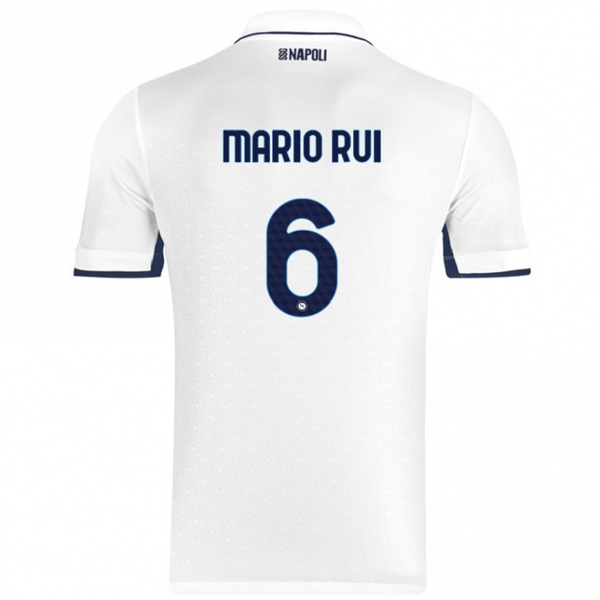 Kids Football Mario Rui #6 White Royal Blue Away Jersey 2024/25 T-Shirt Uk