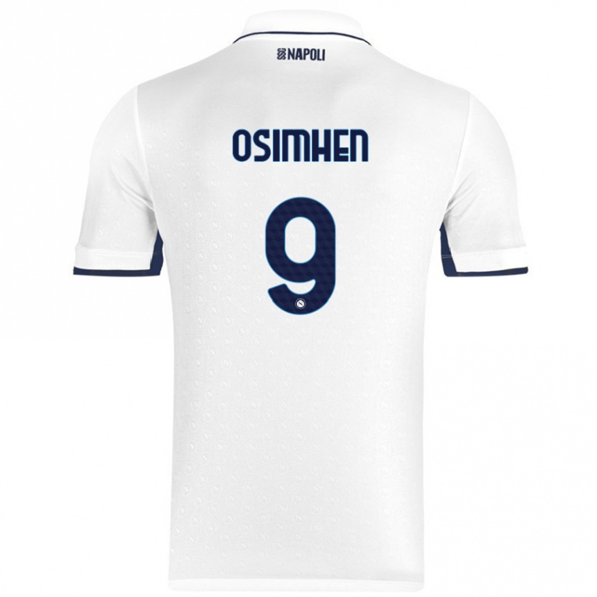 Kids Football Victor Osimhen #9 White Royal Blue Away Jersey 2024/25 T-Shirt Uk