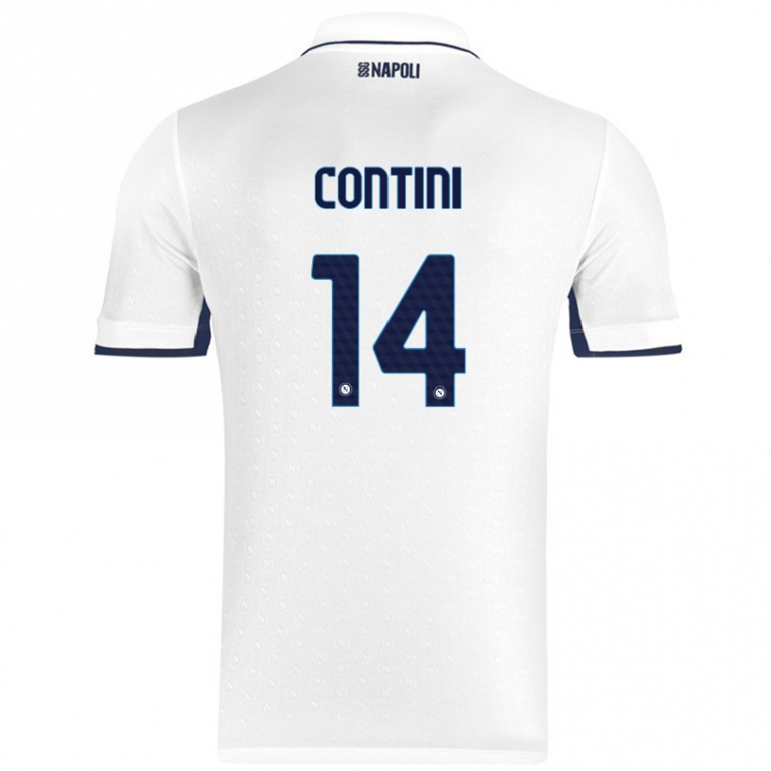 Kids Football Nikita Contini #14 White Royal Blue Away Jersey 2024/25 T-Shirt Uk