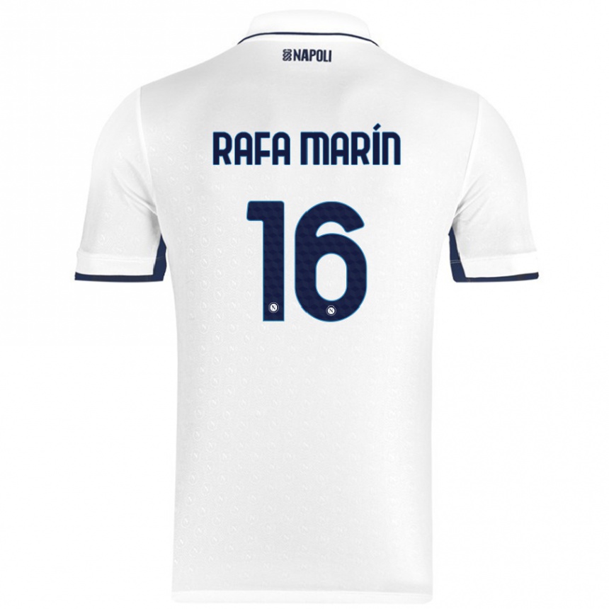 Kids Football Rafa Marín #16 White Royal Blue Away Jersey 2024/25 T-Shirt Uk