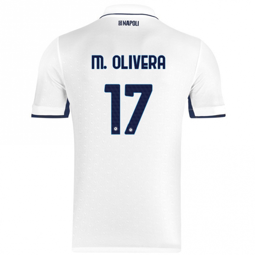 Kids Football Mathias Olivera #17 White Royal Blue Away Jersey 2024/25 T-Shirt Uk