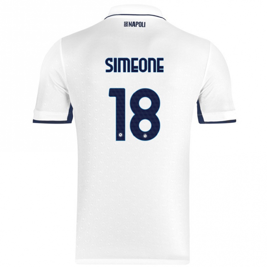 Kids Football Giovanni Simeone #18 White Royal Blue Away Jersey 2024/25 T-Shirt Uk