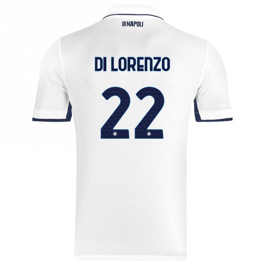 Kids Football Giovanni Di Lorenzo #22 White Royal Blue Away Jersey 2024/25 T-Shirt Uk