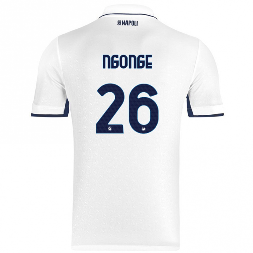 Kids Football Cyril Ngonge #26 White Royal Blue Away Jersey 2024/25 T-Shirt Uk