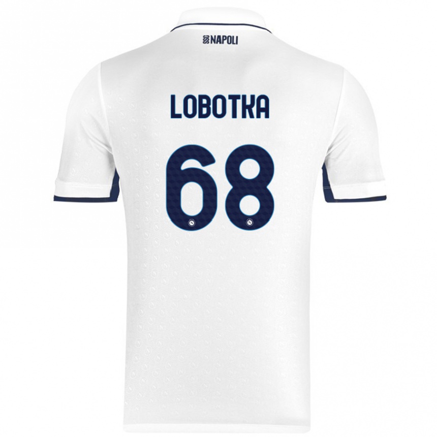 Kids Football Stanislav Lobotka #68 White Royal Blue Away Jersey 2024/25 T-Shirt Uk