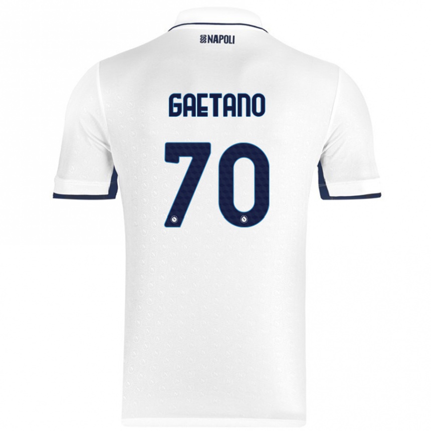 Kids Football Gianluca Gaetano #70 White Royal Blue Away Jersey 2024/25 T-Shirt Uk