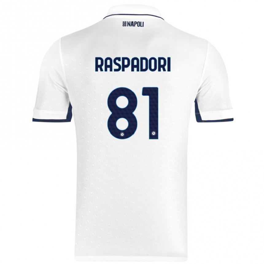 Kids Football Giacomo Raspadori #81 White Royal Blue Away Jersey 2024/25 T-Shirt Uk