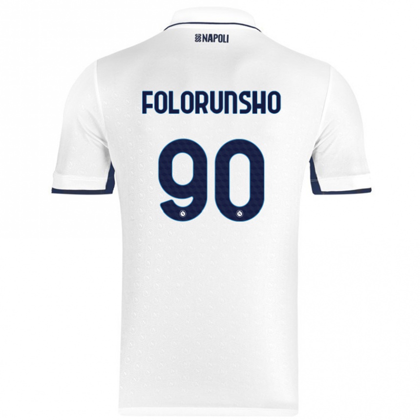 Kids Football Michael Folorunsho #90 White Royal Blue Away Jersey 2024/25 T-Shirt Uk