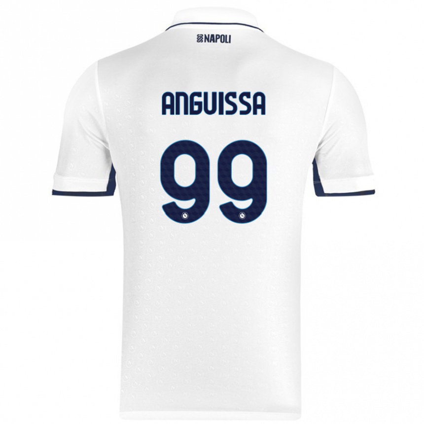 Kids Football Andre Zambo Anguissa #99 White Royal Blue Away Jersey 2024/25 T-Shirt Uk