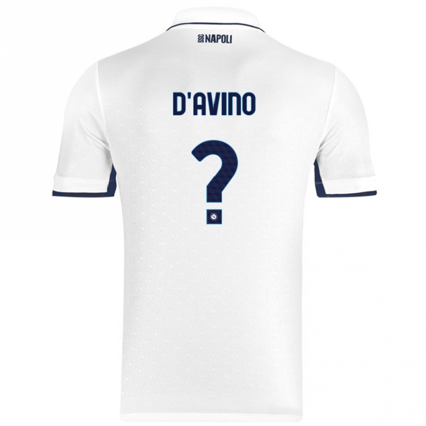 Kids Football Luigi D'avino #0 White Royal Blue Away Jersey 2024/25 T-Shirt Uk