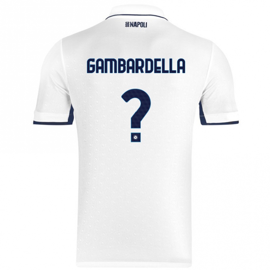 Kids Football Vittorio Gambardella #0 White Royal Blue Away Jersey 2024/25 T-Shirt Uk