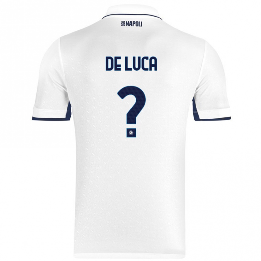 Kids Football Alfonso De Luca #0 White Royal Blue Away Jersey 2024/25 T-Shirt Uk