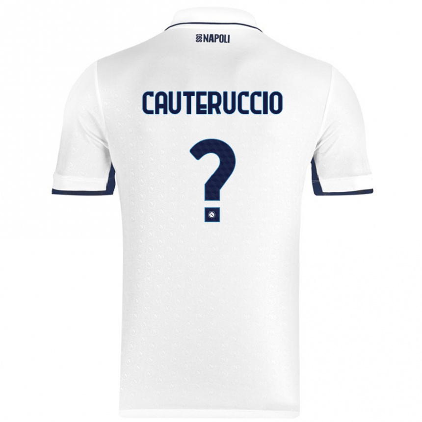 Kids Football Walter Cauteruccio #0 White Royal Blue Away Jersey 2024/25 T-Shirt Uk