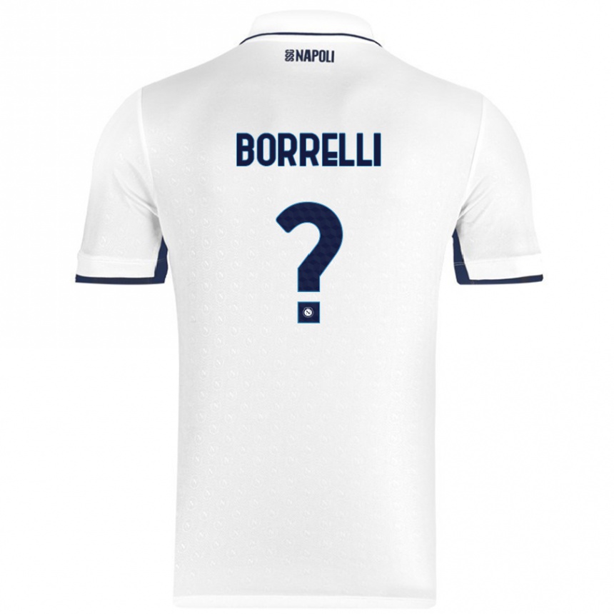 Kids Football Ciro Borrelli #0 White Royal Blue Away Jersey 2024/25 T-Shirt Uk