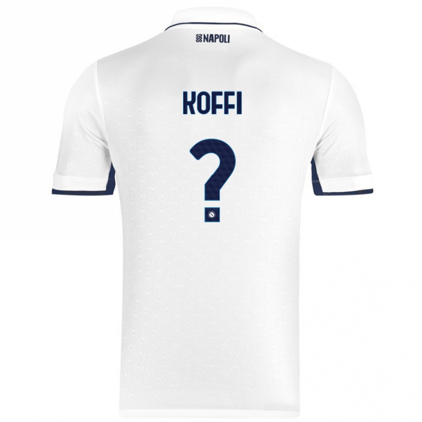 Kids Football Cedrick Koffi #0 White Royal Blue Away Jersey 2024/25 T-Shirt Uk