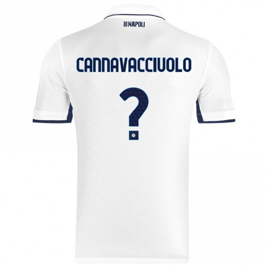 Kids Football Luigi Pio Cannavacciuolo #0 White Royal Blue Away Jersey 2024/25 T-Shirt Uk