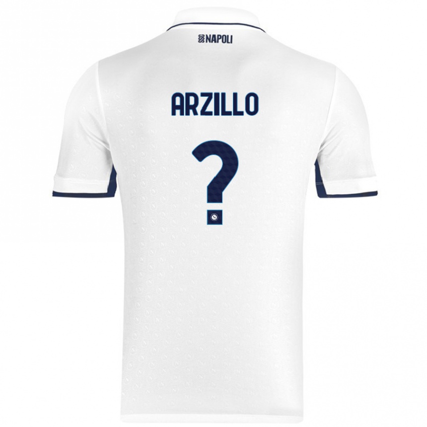 Kids Football Antonino Arzillo #0 White Royal Blue Away Jersey 2024/25 T-Shirt Uk