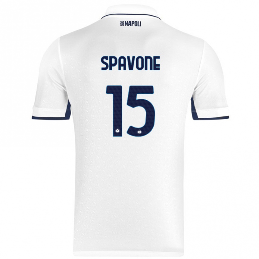 Kids Football Alessandro Spavone #15 White Royal Blue Away Jersey 2024/25 T-Shirt Uk