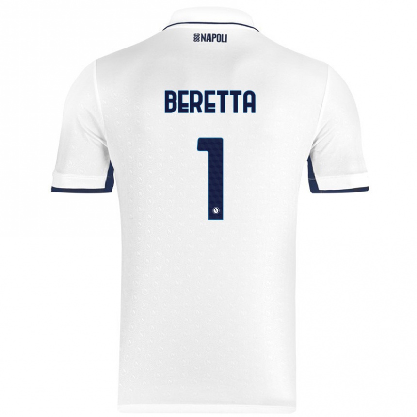 Kids Football Beatrice Beretta #1 White Royal Blue Away Jersey 2024/25 T-Shirt Uk