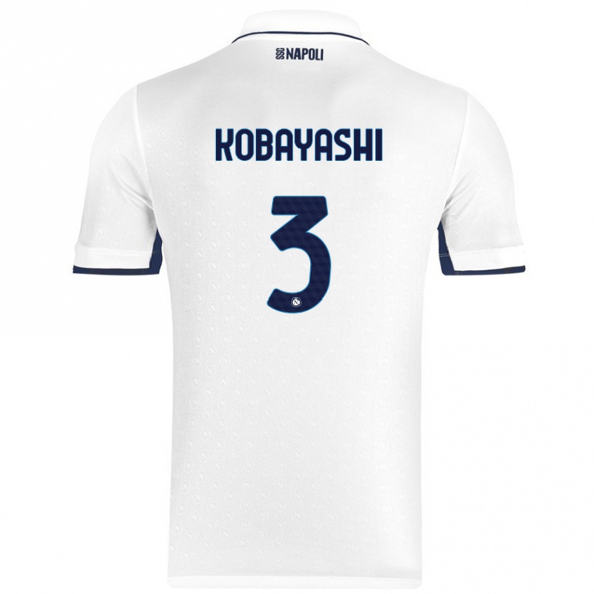 Kids Football Miharu Kobayashi #3 White Royal Blue Away Jersey 2024/25 T-Shirt Uk