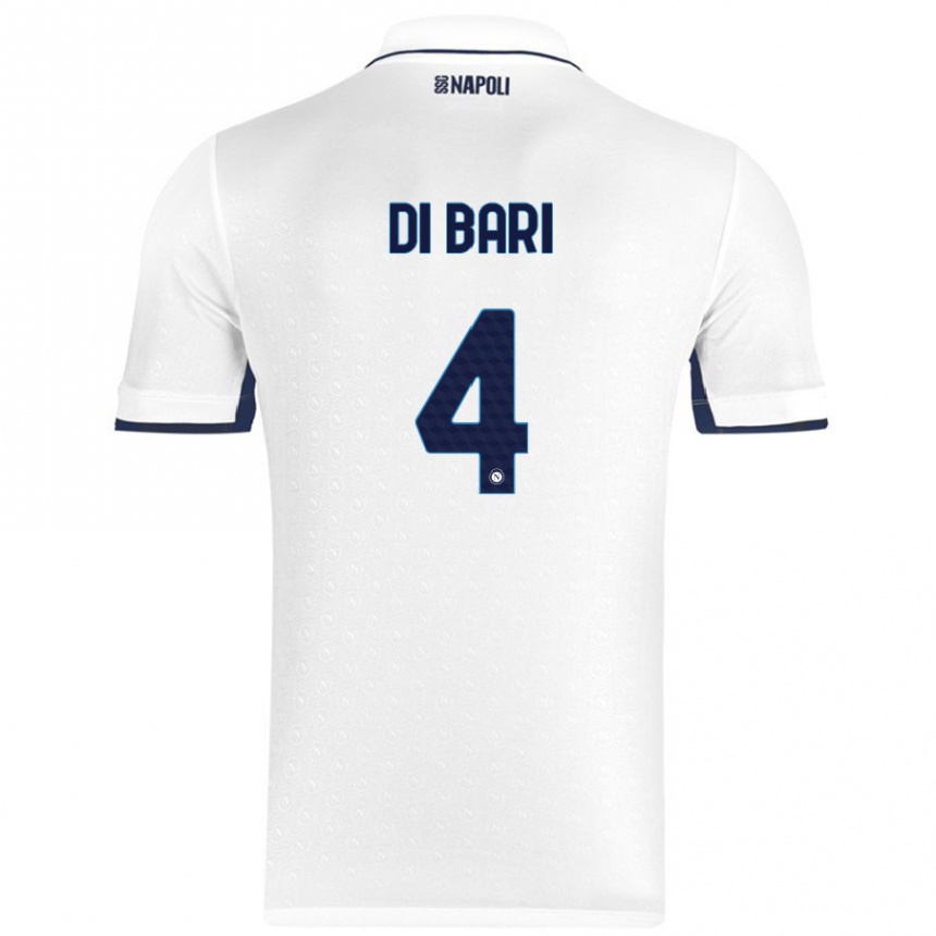 Kids Football Martina Di Bari #4 White Royal Blue Away Jersey 2024/25 T-Shirt Uk