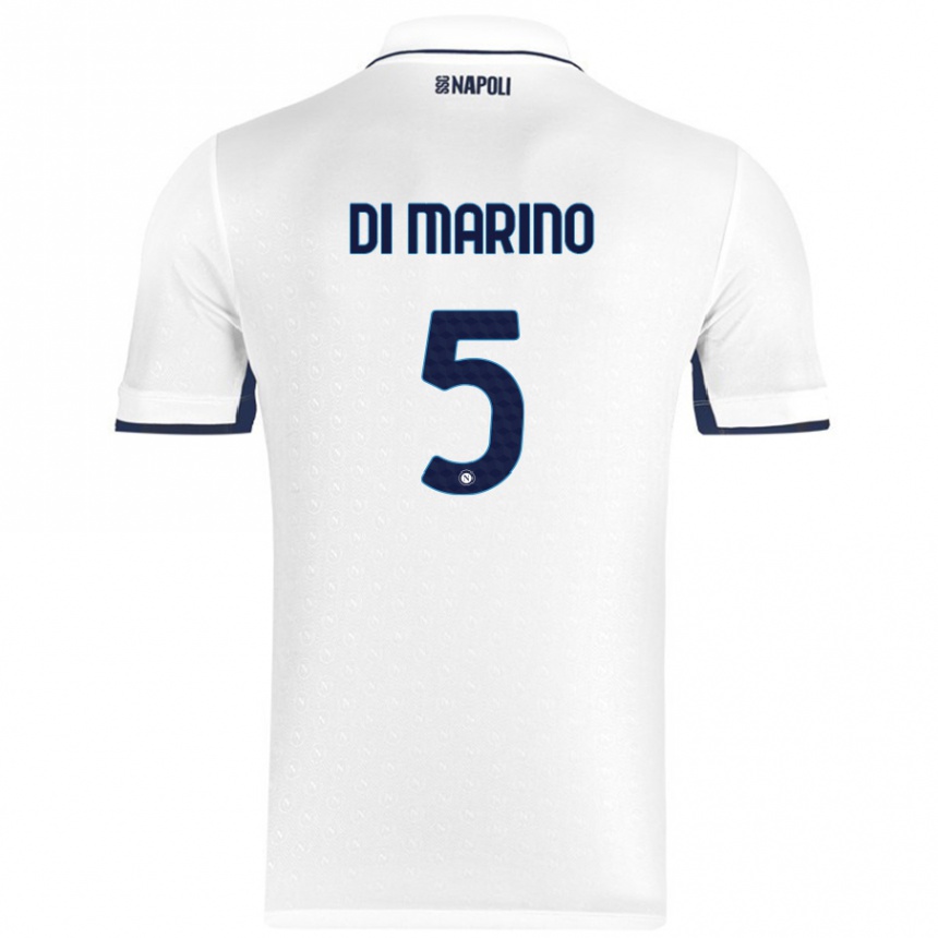 Kids Football Paola Di Marino #5 White Royal Blue Away Jersey 2024/25 T-Shirt Uk