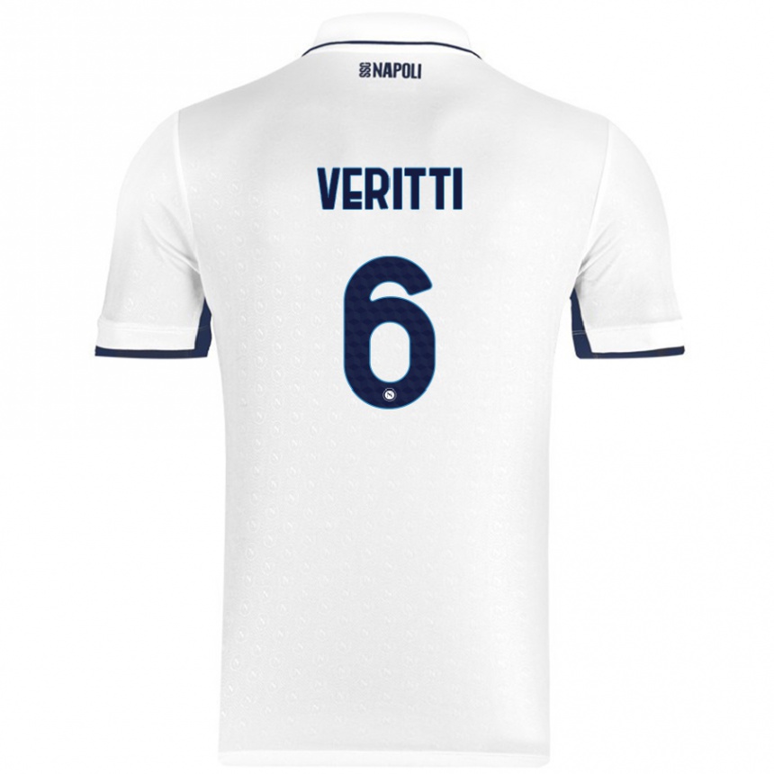 Kids Football Federica Veritti #6 White Royal Blue Away Jersey 2024/25 T-Shirt Uk