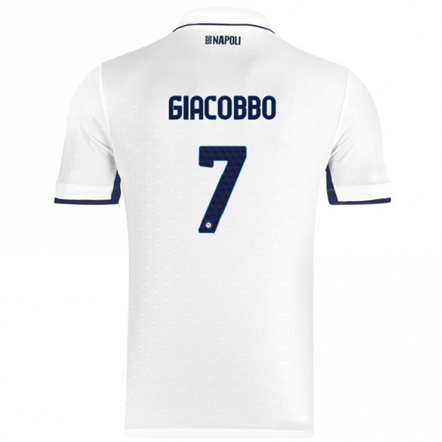 Kids Football Giulia Giacobbo #7 White Royal Blue Away Jersey 2024/25 T-Shirt Uk