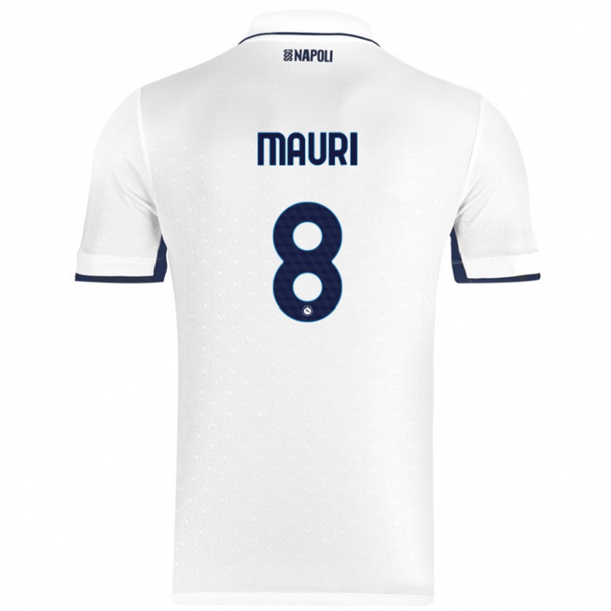 Kids Football Claudia Mauri #8 White Royal Blue Away Jersey 2024/25 T-Shirt Uk