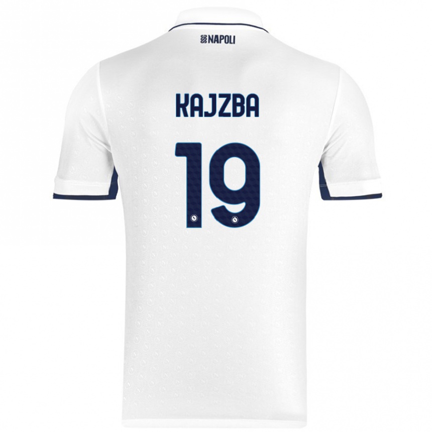 Kids Football Nina Kajzba #19 White Royal Blue Away Jersey 2024/25 T-Shirt Uk