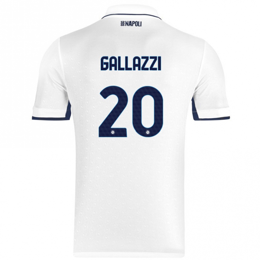 Kids Football Valentina Gallazzi #20 White Royal Blue Away Jersey 2024/25 T-Shirt Uk