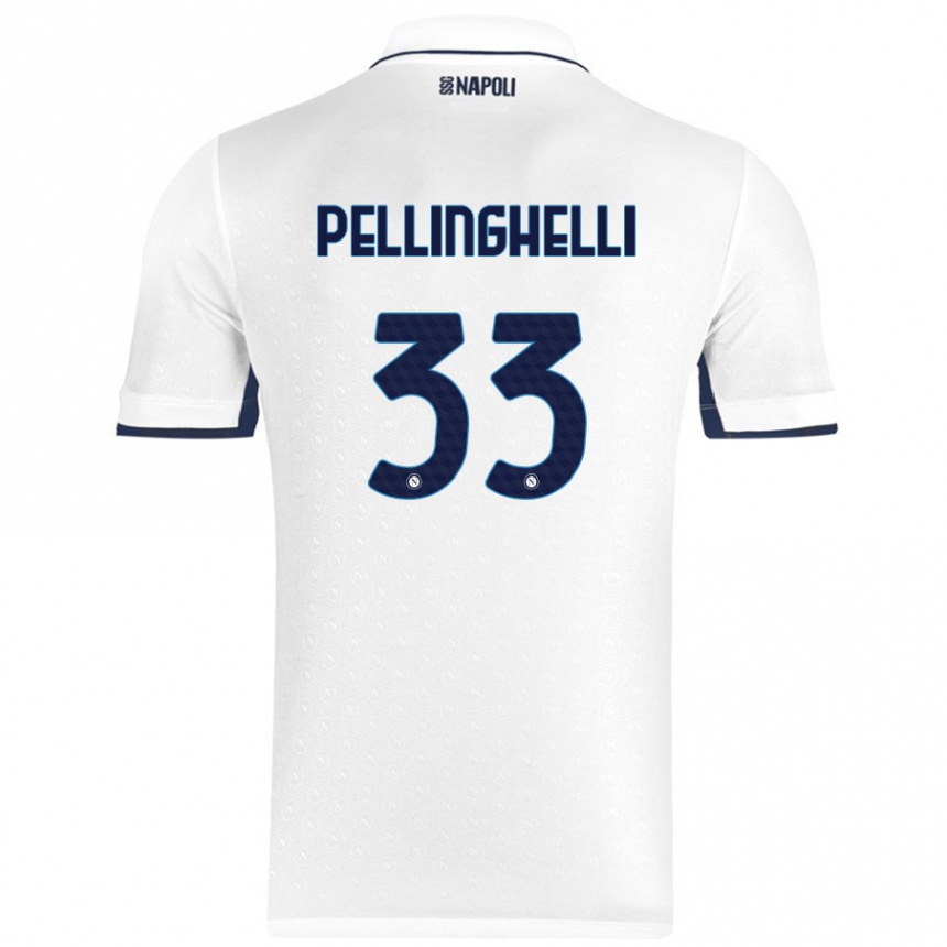 Kids Football Alice Pellinghelli #33 White Royal Blue Away Jersey 2024/25 T-Shirt Uk