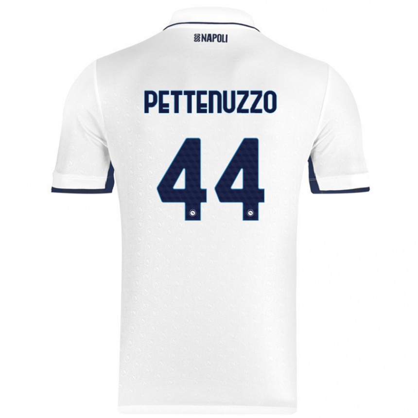 Kids Football Tecla Pettenuzzo #44 White Royal Blue Away Jersey 2024/25 T-Shirt Uk