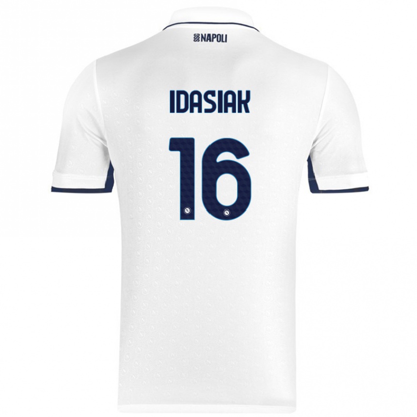 Kids Football Hubert Idasiak #16 White Royal Blue Away Jersey 2024/25 T-Shirt Uk