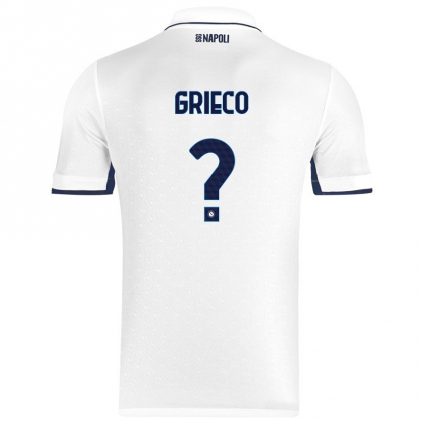 Kids Football Alessandro Grieco #0 White Royal Blue Away Jersey 2024/25 T-Shirt Uk