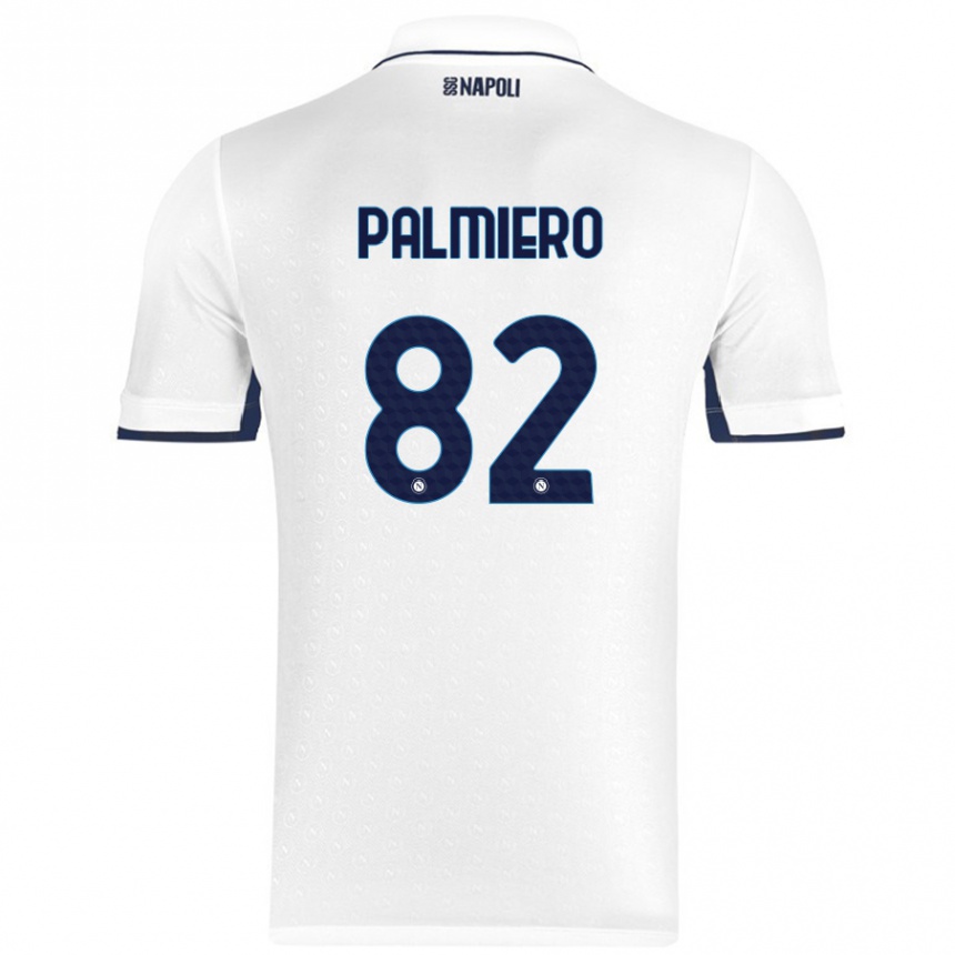 Kids Football Luca Palmiero #82 White Royal Blue Away Jersey 2024/25 T-Shirt Uk