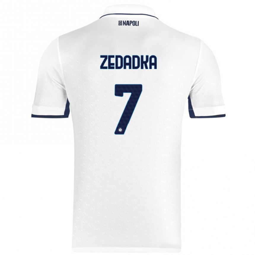 Kids Football Karim Zedadka #7 White Royal Blue Away Jersey 2024/25 T-Shirt Uk