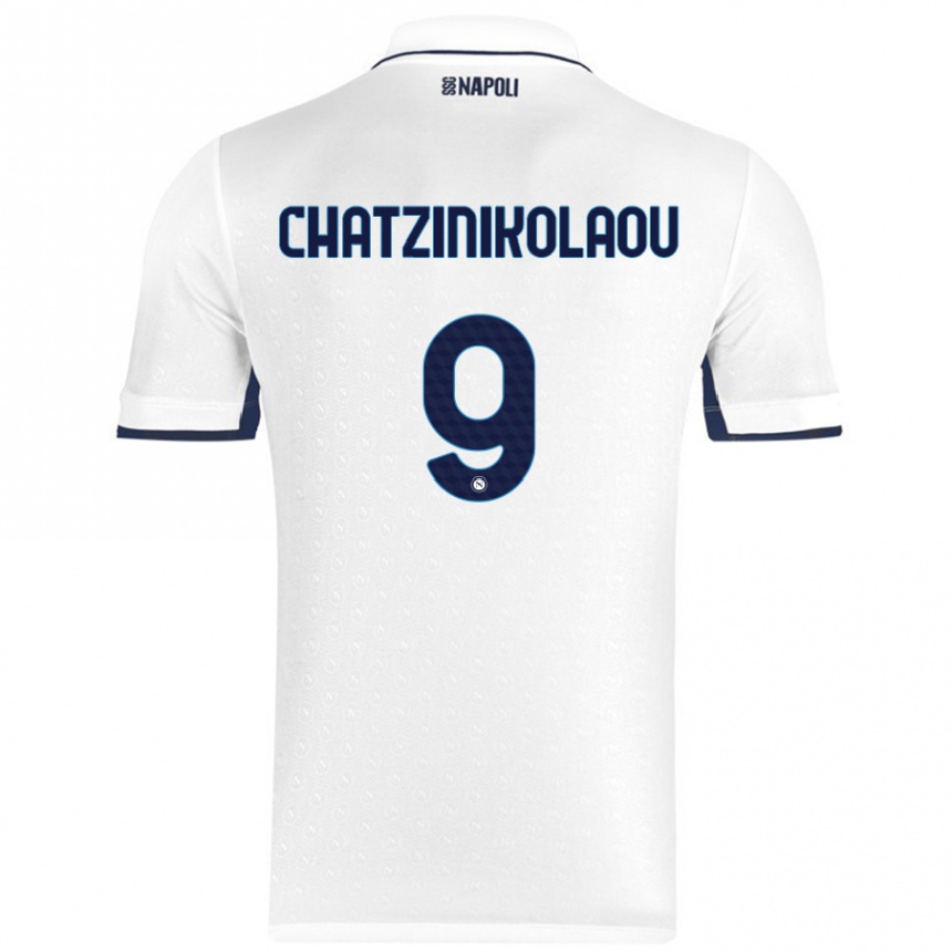 Kids Football Despoina Chatzinikolaou #9 White Royal Blue Away Jersey 2024/25 T-Shirt Uk