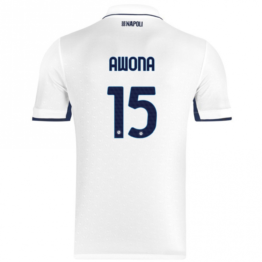 Kids Football Aurelle Awona #15 White Royal Blue Away Jersey 2024/25 T-Shirt Uk