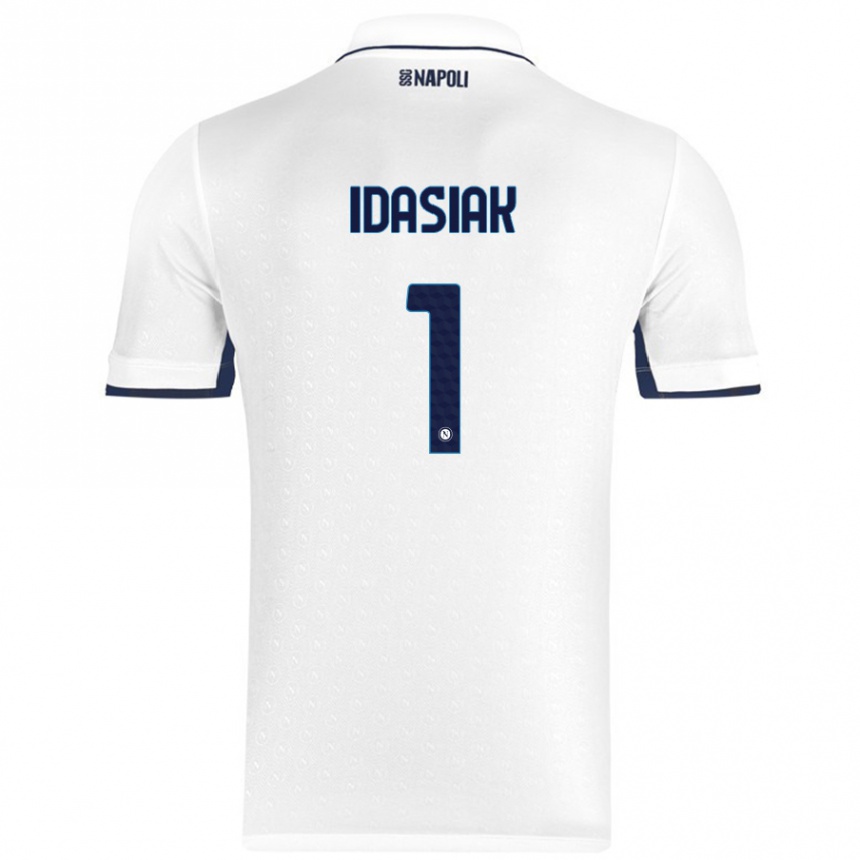 Kids Football Hubert Dawid Idasiak #1 White Royal Blue Away Jersey 2024/25 T-Shirt Uk