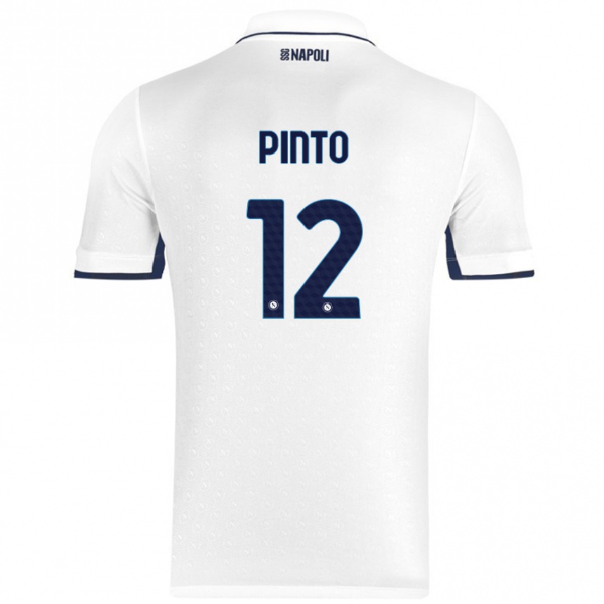 Kids Football Ciro Pinto #12 White Royal Blue Away Jersey 2024/25 T-Shirt Uk