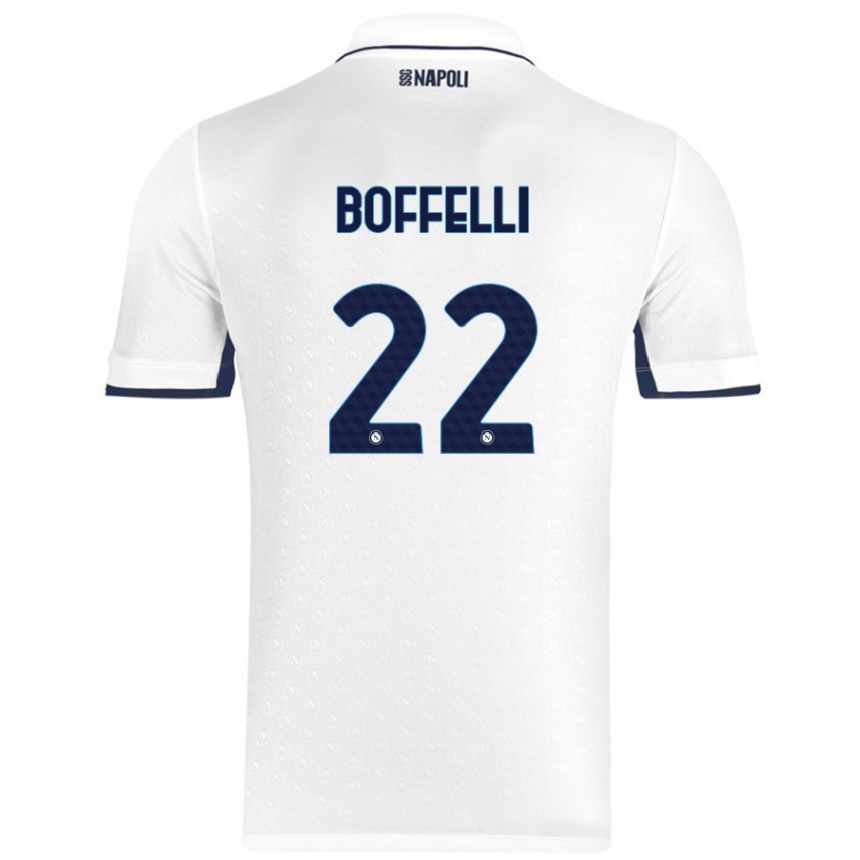 Kids Football Valerio Boffelli #22 White Royal Blue Away Jersey 2024/25 T-Shirt Uk