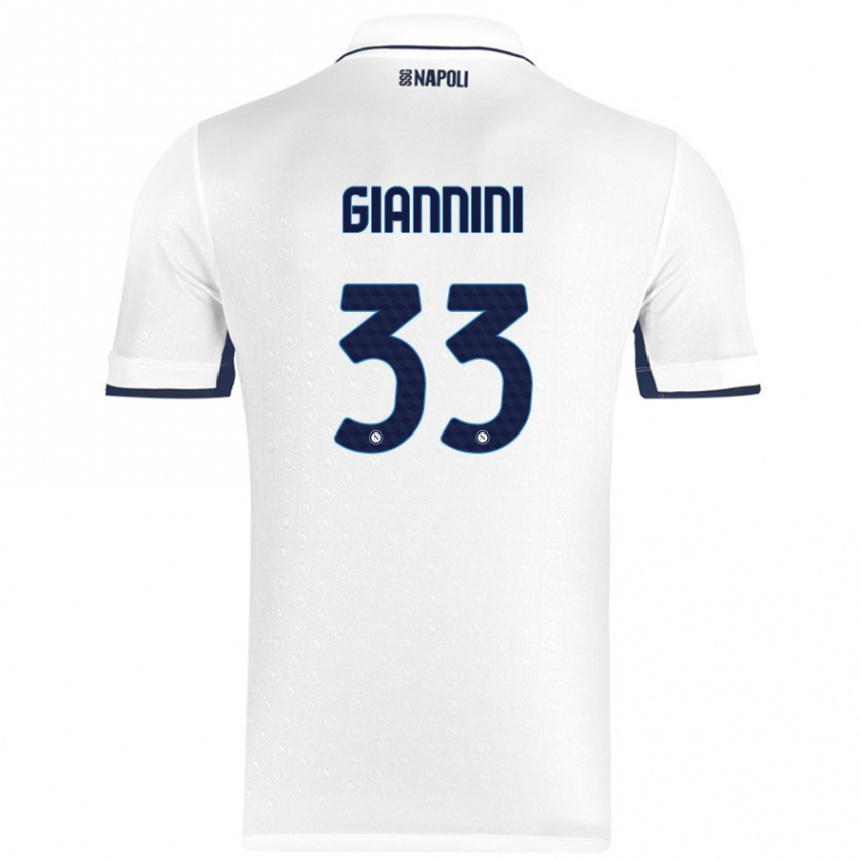 Kids Football Enrico Giannini #33 White Royal Blue Away Jersey 2024/25 T-Shirt Uk