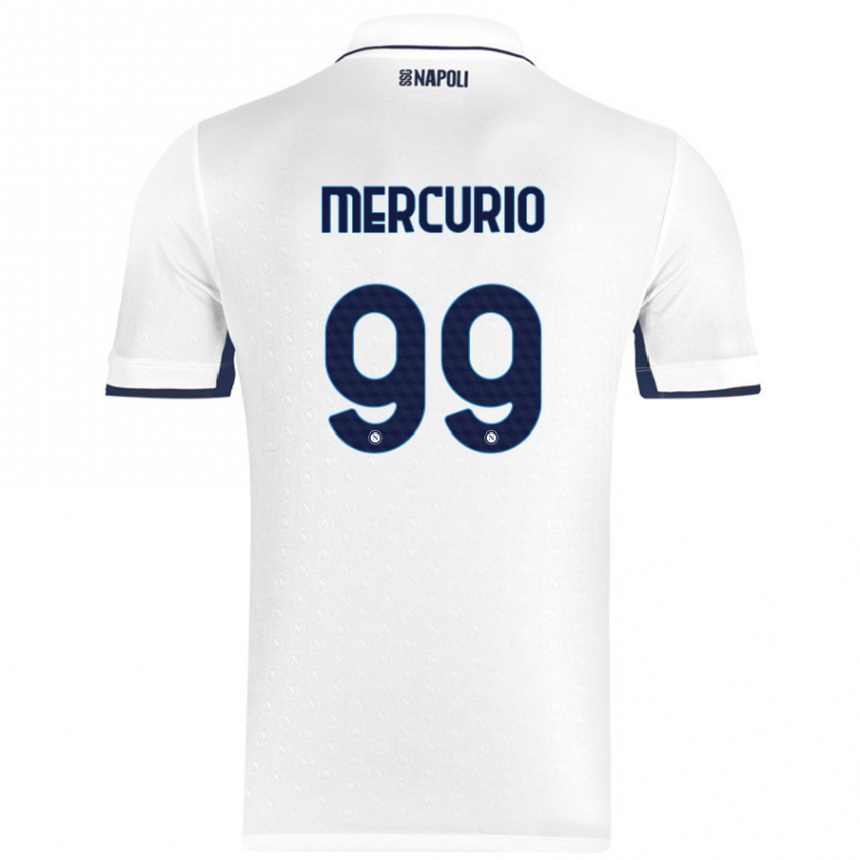 Kids Football Giovanni Mercurio #99 White Royal Blue Away Jersey 2024/25 T-Shirt Uk