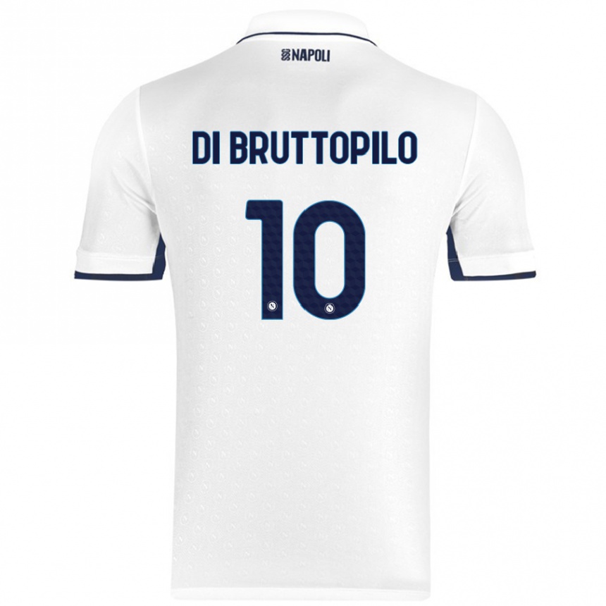 Kids Football Giuseppe Ambrosino Di Bruttopilo #10 White Royal Blue Away Jersey 2024/25 T-Shirt Uk