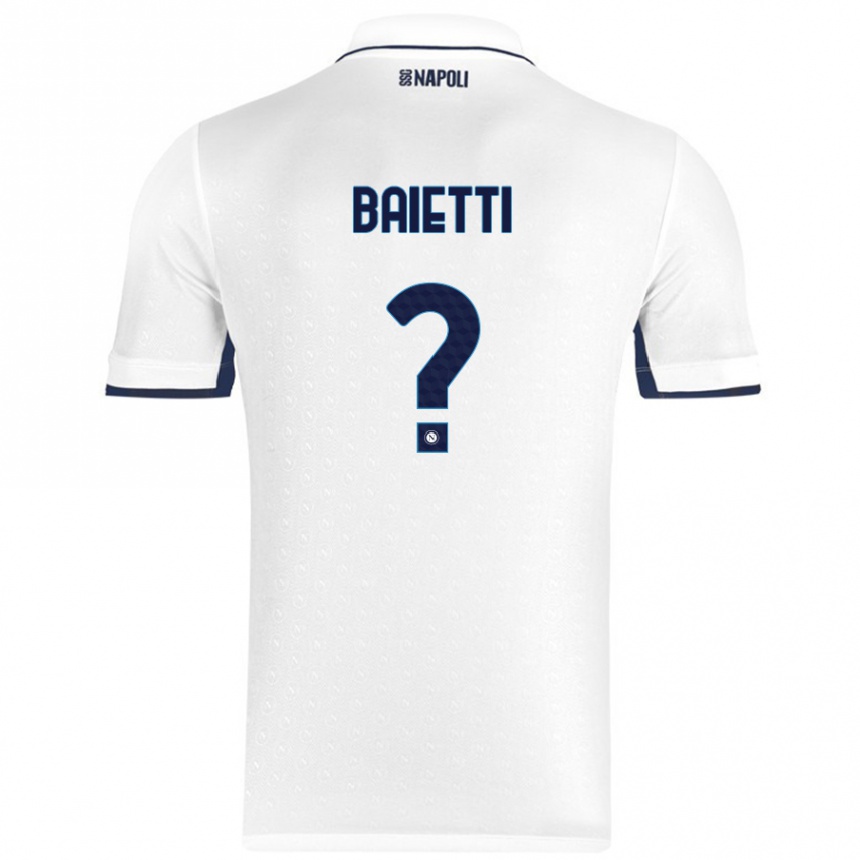 Kids Football Francesco Baietti #0 White Royal Blue Away Jersey 2024/25 T-Shirt Uk