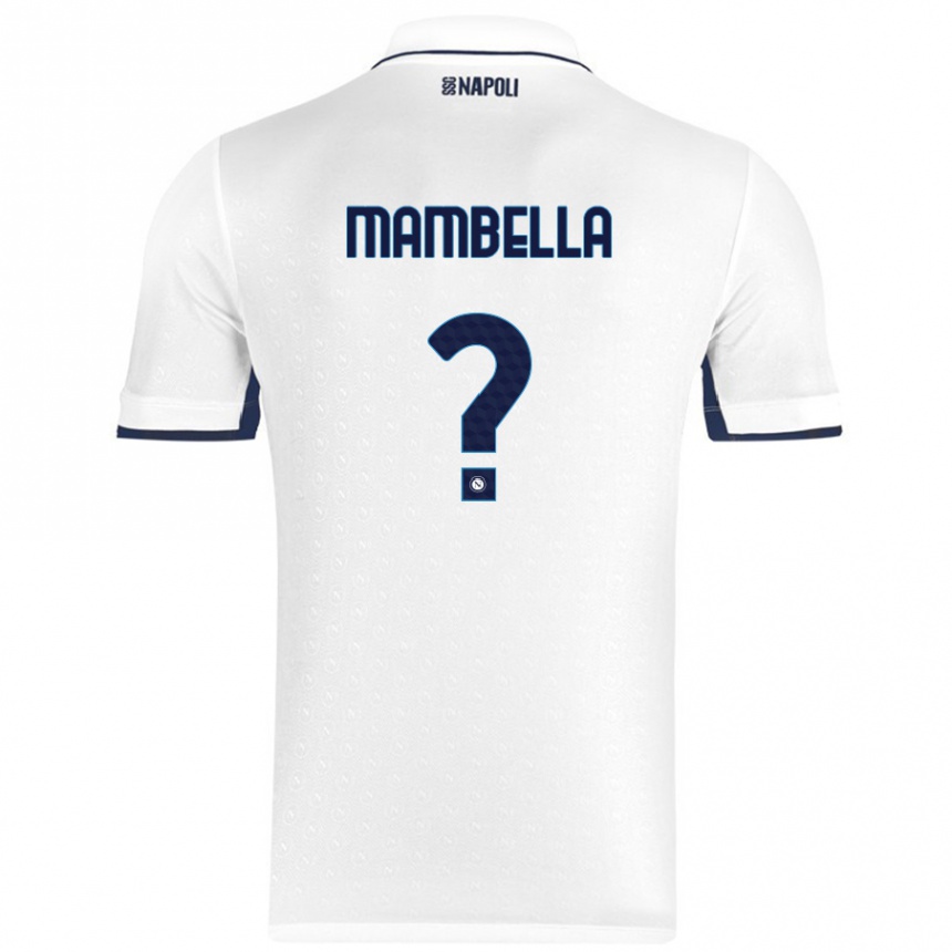 Kids Football Andrea Mambella #0 White Royal Blue Away Jersey 2024/25 T-Shirt Uk