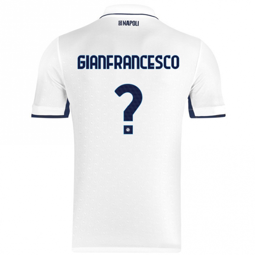 Kids Football Sergio Gianfrancesco #0 White Royal Blue Away Jersey 2024/25 T-Shirt Uk